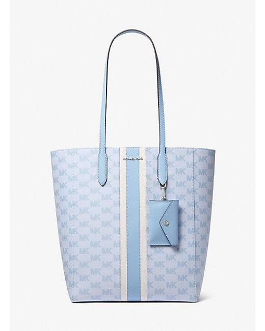 Michael Kors White Vincent Large Logo Jacquard Tote Bag With Card Case