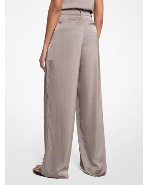 MICHAEL Michael Kors Natural Mk Drapey Satin Wide Leg Trousers