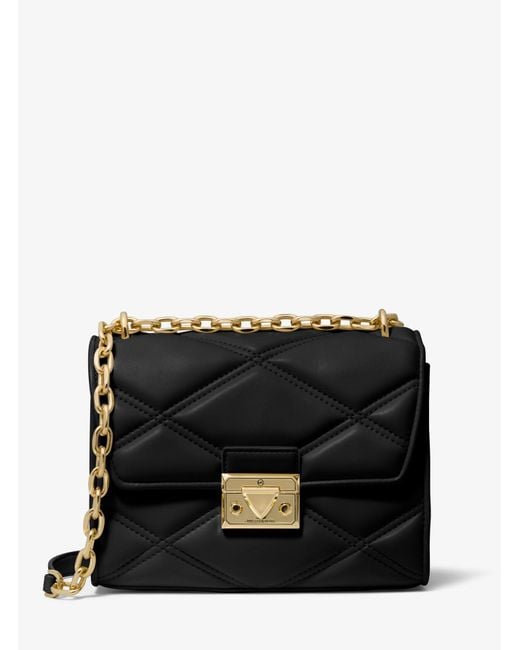 Michael Kors Serena Small Quilted Faux Leather Crossbody Bag in Black ...