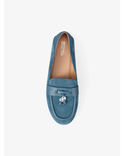 Michael Kors Outlet Blue Mk Zoe Suede Moccasin