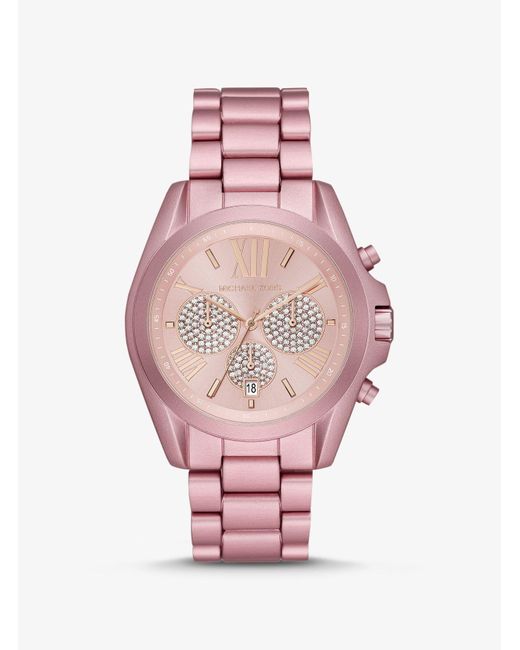 Michael Kors Oversized Bradshaw Pavé Pink-Tone Aluminum Watch