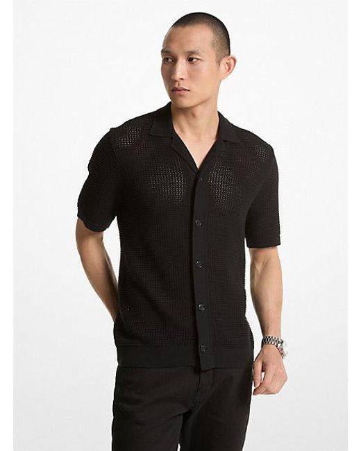 Michael Kors Black Open-knit Cotton Shirt for men