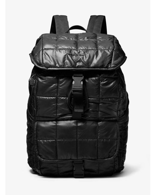 Michael Kors Black Stirling Quilted Recycled Polyester Backpack for men