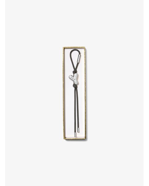 MICHAEL Michael Kors White Mk Initial-Tone And Speckled Cord Bag Charm