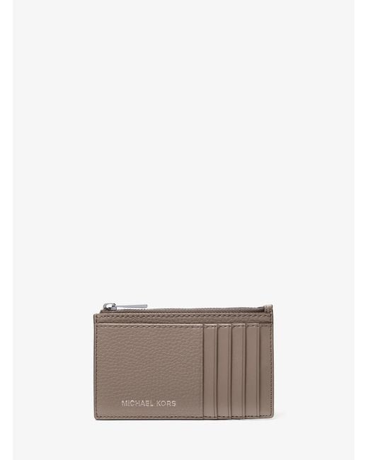 Michael Kors Gray Mk Cooper Slim Pebbled Leather Zip Wallet for men
