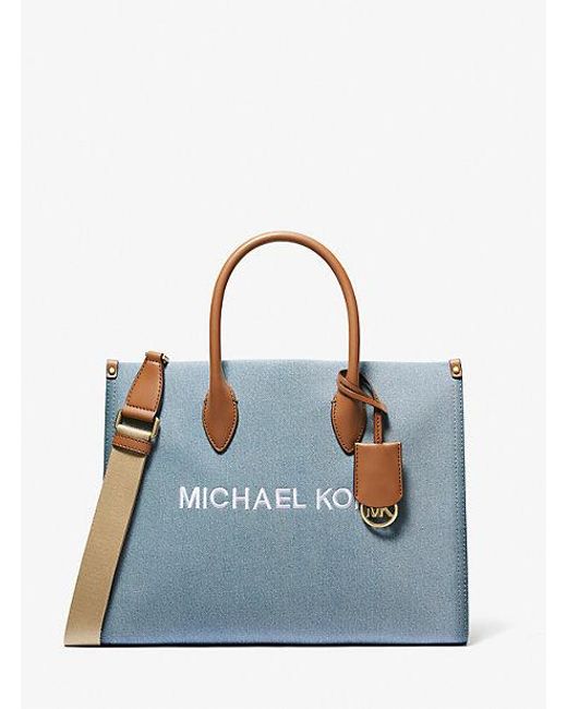 Michael Kors Blue Mirella Medium Denim Tote Bag