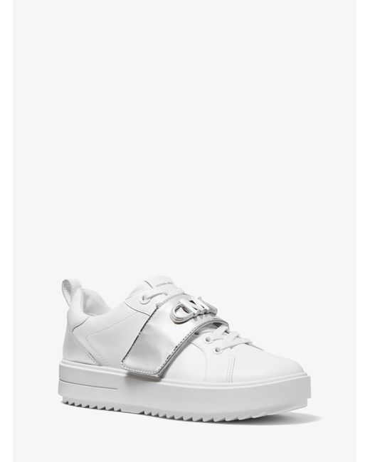 Michael Kors Emmett Two-tone Logo Embellished Leather Sneaker in White ...