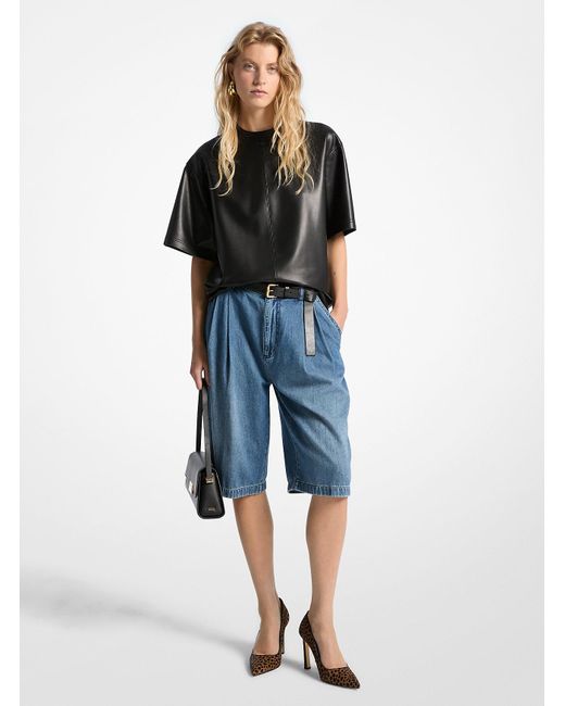 Mkpantalones Cortos De Denim Plisados Tipo Bermudas MICHAEL Michael Kors de color Blue