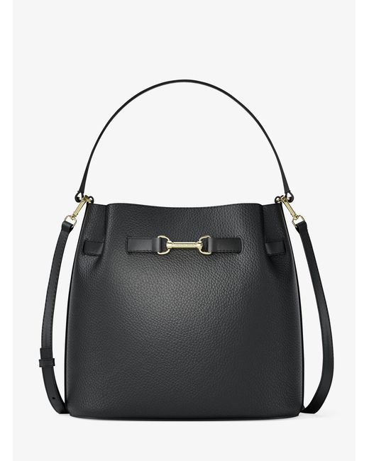 Michael Kors Outlet Black Mk Carson Medium Pebbled Leather Convertible Bucket Crossbody Bag