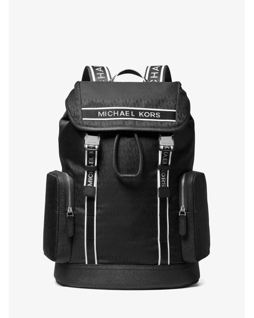 Michael Kors Black Kent Logo Jacquard Backpack for men