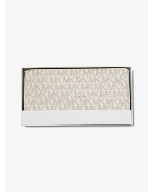 Michael Kors White Mk Bryant Large Signature Logo Snap-Front Wallet