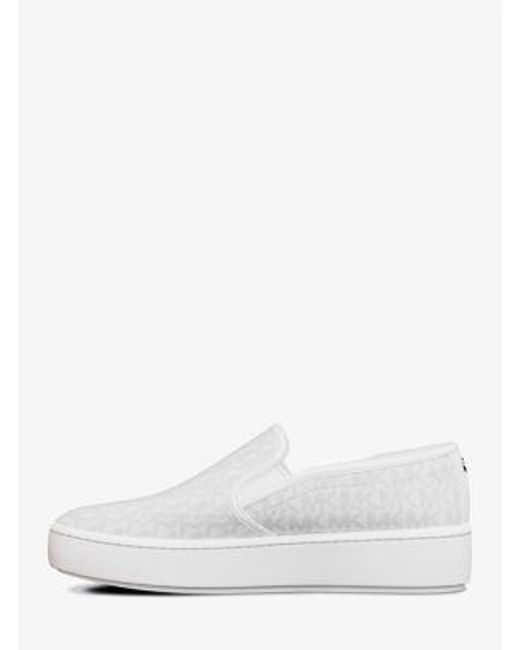 Michael Kors White Teddi Signature Logo Slip-On Sneaker