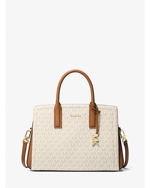 Michael Kors Natural Mk Laila Medium Signature Logo Satchel