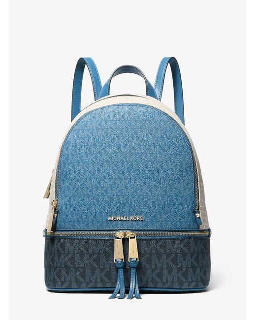 MICHAEL Michael Kors Blue Rhea Medium Color-Block Logo Backpack