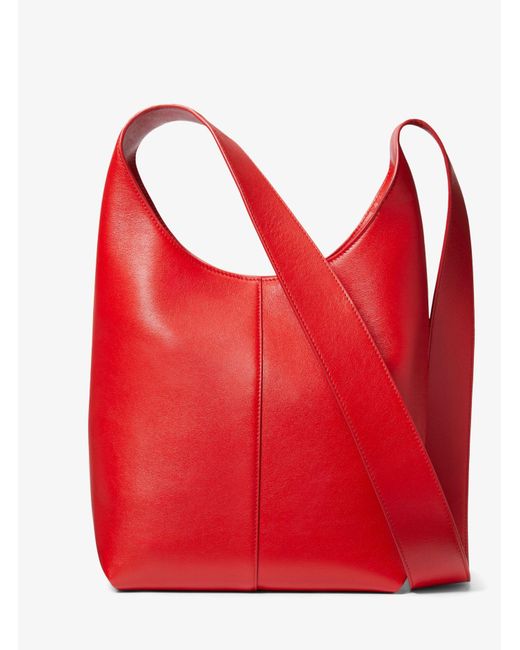 Michael Kors Red Dede Medium Leather Hobo Bag
