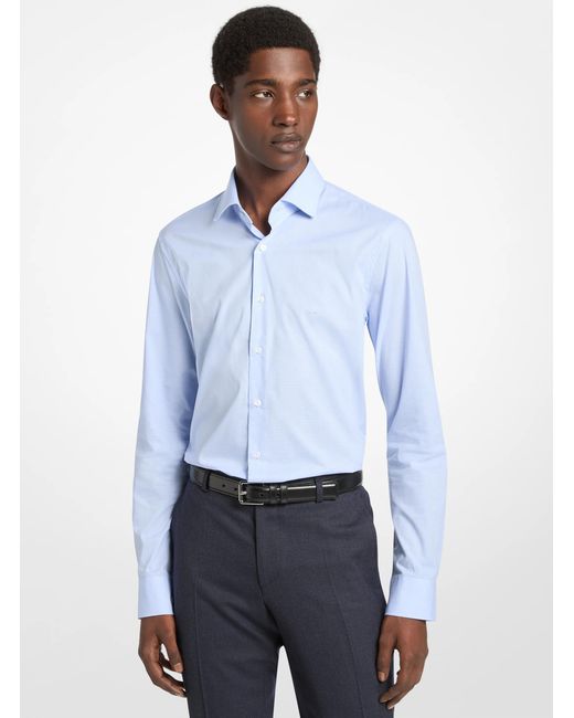 Michael Kors White Mk Slim-Fit Stretch Cotton Dress Shirt for men