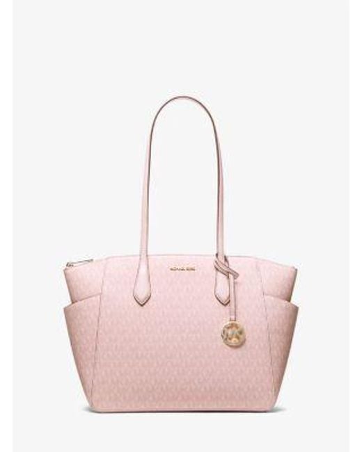 Michael Kors Pink Marilyn Medium Signature Logo Tote Bag