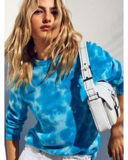 Michael Kors Blue Hand Tie-dyed Cashmere Sweater