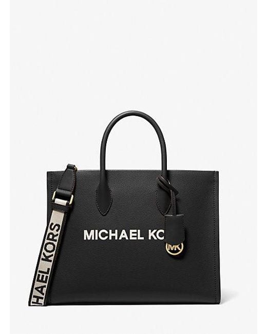 Michael Kors Black Mirella Medium Pebbled Leather Tote Bag