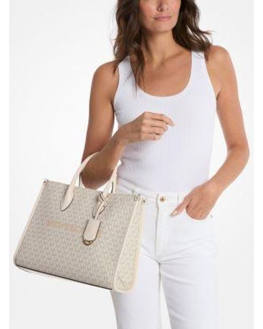 Michael Kors Natural Mirella Medium Signature Logo Tote Bag