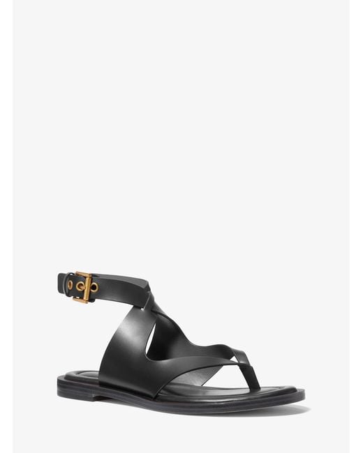 Michael Kors Black Mk Irene Leather Wrap Sandal