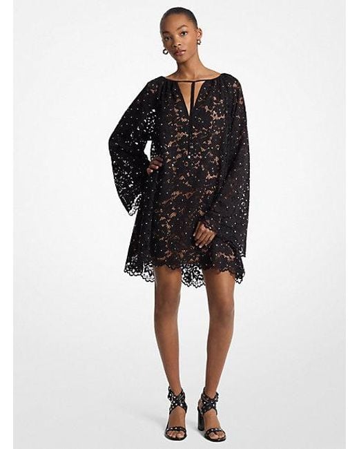 michael kors collection black lace dress Unworn Runway MICHAEL KORS COLLECTION 1992 Vintage Lace Mini Dress