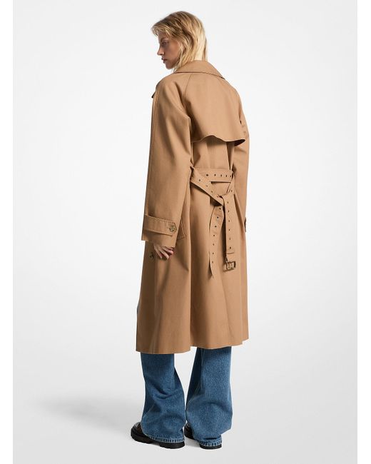 MICHAEL Michael Kors White Mk Cotton Oversized Double-Breasted Trench Coat