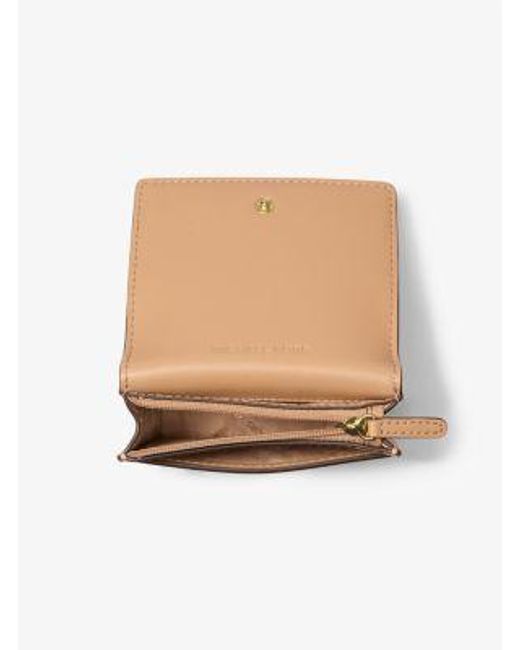 Michael Kors Natural Carson Small Metallic Pebbled Leather Wallet