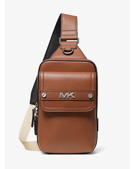 Michael Kors Brown Varick Medium Leather Sling Pack for men