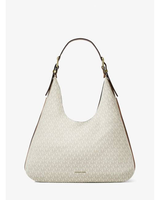 MICHAEL Michael Kors Natural Nolita Large Signature Logo Hobo Shoulder Bag
