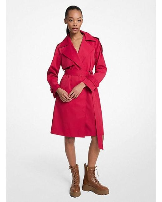 Michael Kors Women's Red Belted Trench Coat
