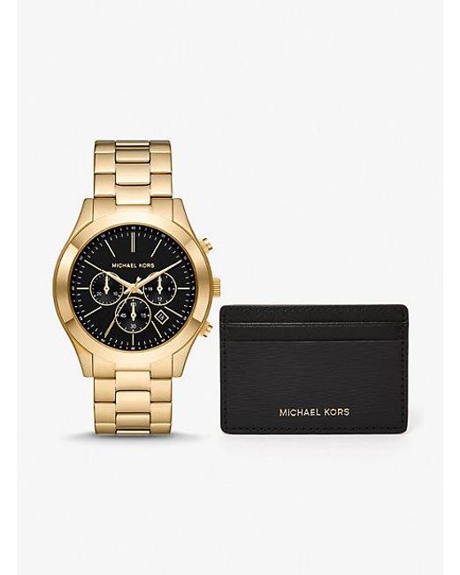 Michael Kors Multicolor Oversized Slim Runway Watch And Card Case Gift Set for men