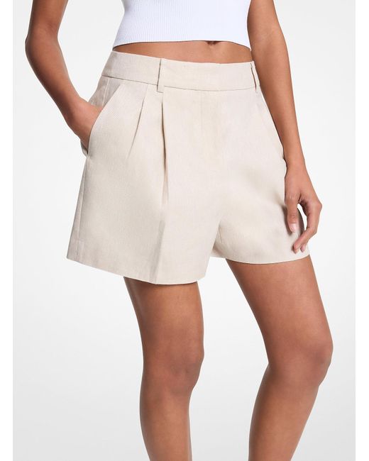 Mk Short En Coton Et Lin Plissé Michael Kors en coloris White