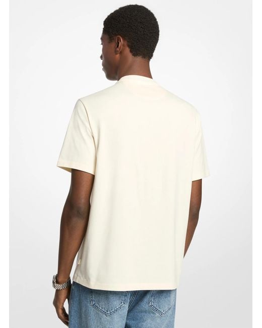 Michael Kors White Mk Textured Logo Cotton T-Shirt for men