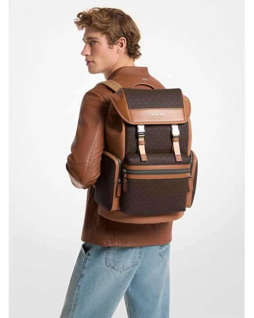 Michael Kors Mk Jet Set Signature Logo Backpack in Brown for Men | Lyst