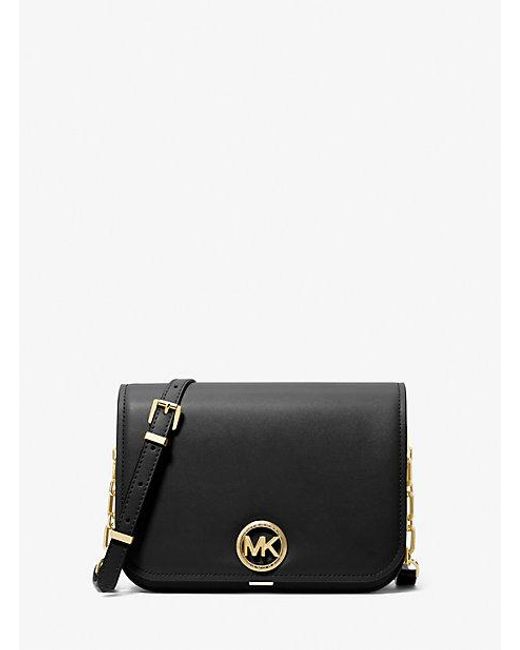 MICHAEL Michael Kors Black Mk Delancey Medium Leather Messenger Bag