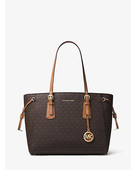 Michael Kors Brown Voyager Coated Canvas Tote