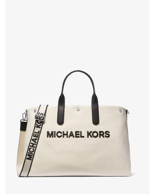 Michael Kors Natural Mk Brooklyn Oversized Cotton Canvas Tote Bag for men