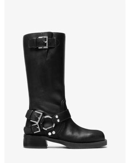 Michael Kors Black Crosby Leather Moto Boot