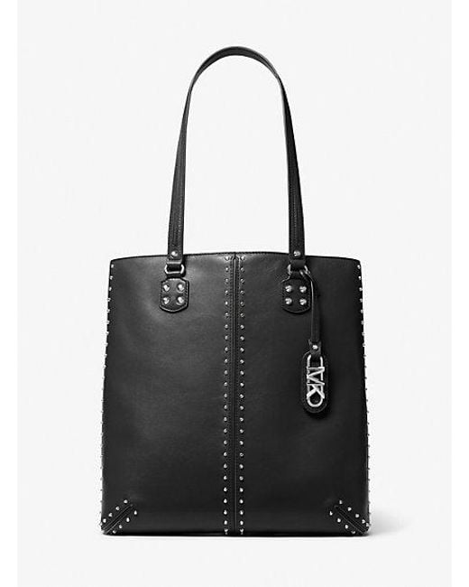 Michael Kors Black Astor Large Studded Leather Tote Bag