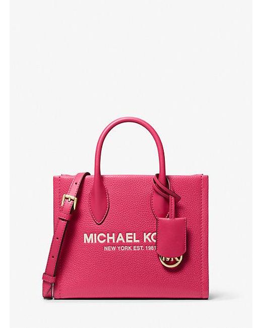 Michael Kors Pink Mirella Small Pebbled Leather Crossbody Bag