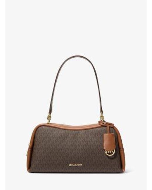 Michael Kors Brown Cecily Medium Signature Logo Shoulder Bag