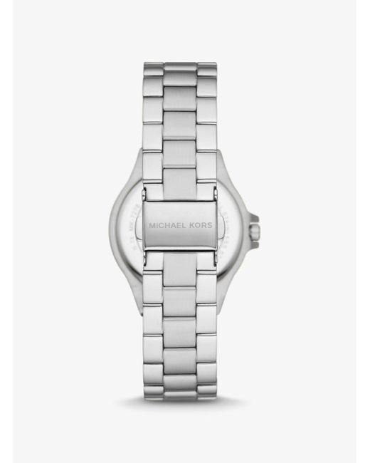 Petite montre Lennox argentée à pierres pavées Michael Kors en coloris White