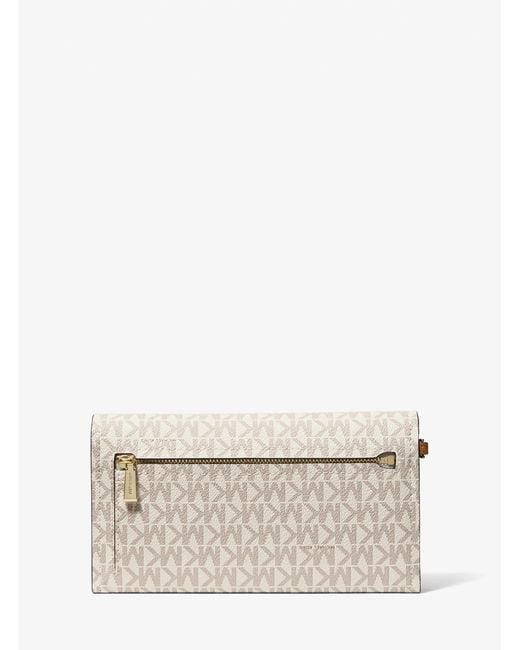 Michael Kors Natural Mk Jet Set Medium Signature Logo Smartphone Wristlet