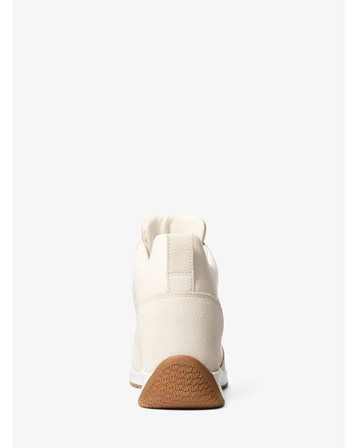 MICHAEL Michael Kors White Mk Nikko S2 Suede And Leather Wedge Trainer