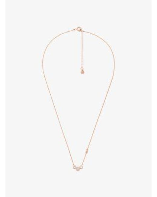 Michael Kors White Mk Precious Metal-Plated Cubic Zirconia Necklace And Stud Earrings Set