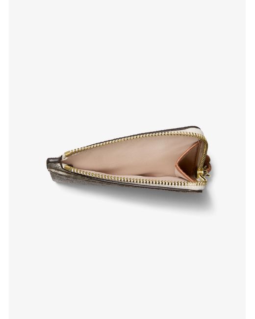 Michael Kors White Jet Set Small Signature Logo Card Case Wristlet