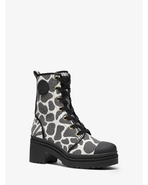Michael Kors Corey Animal Jacquard Combat Boot in Black Combo (Black) | Lyst Australia