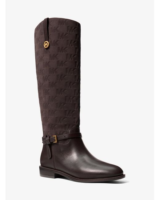 MICHAEL Michael Kors Brown Mk Beverly Quited Suede And Leather Riding Boot