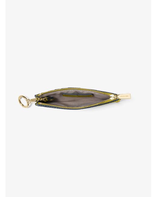 MICHAEL Michael Kors Yellow Mk Jet Set Small Crocodile Embossed Leather Card Case